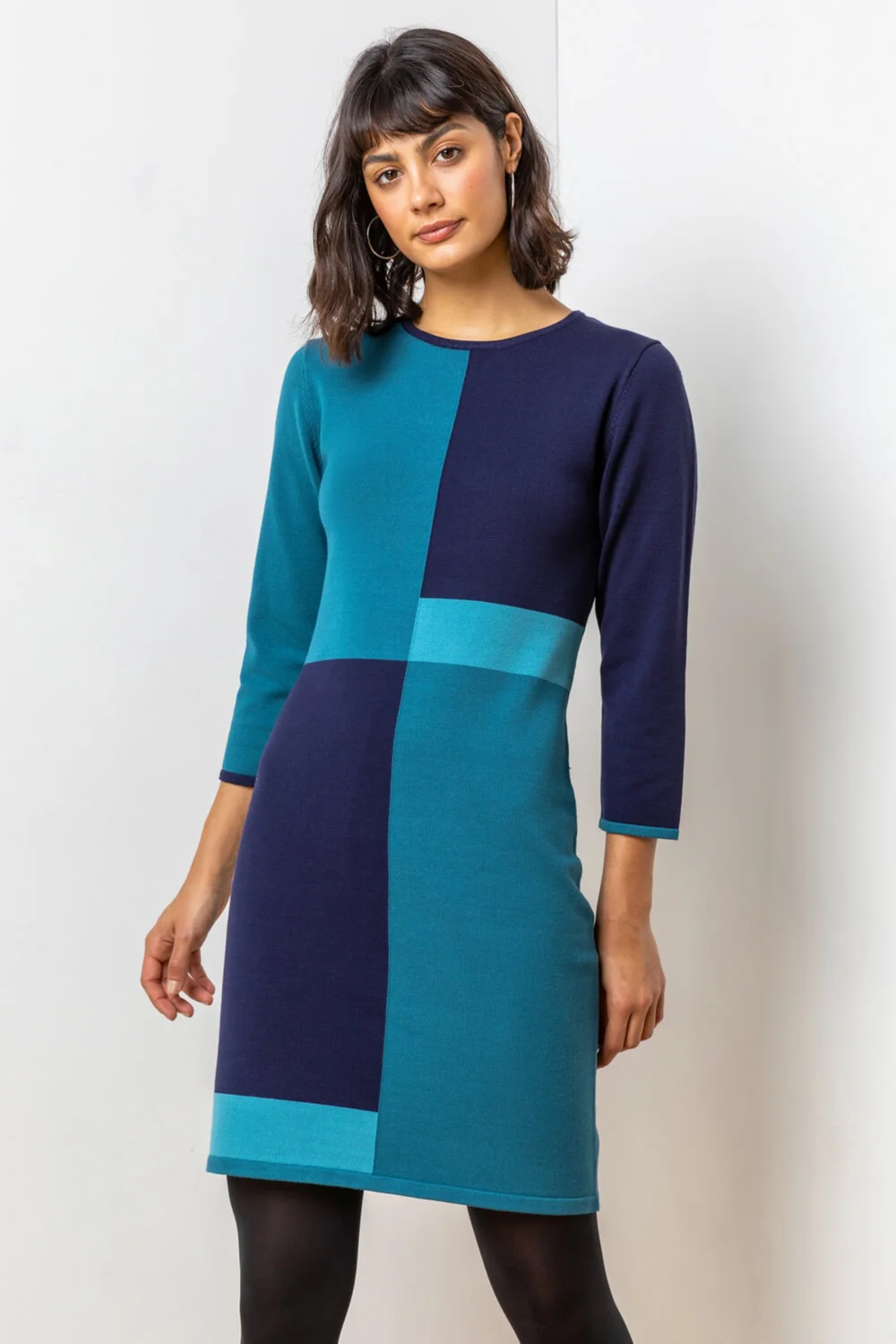 Roman Blue Colour Block Knitted Dress - 14 | Matalan Roman Blue Colour Block Knitted Dress - 14 | Matalan