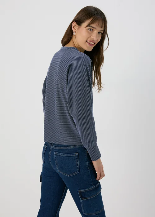 Papaya Blue Denim Look Ribbed Dolman Top - 8 Image 2