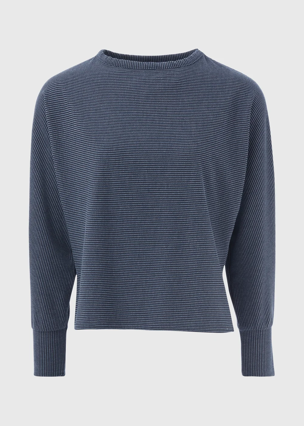 Papaya Blue Denim Look Ribbed Dolman Top - 8 Image 5