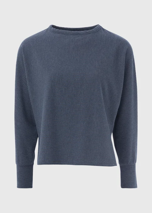 Papaya Blue Denim Look Ribbed Dolman Top - 8 Image 5