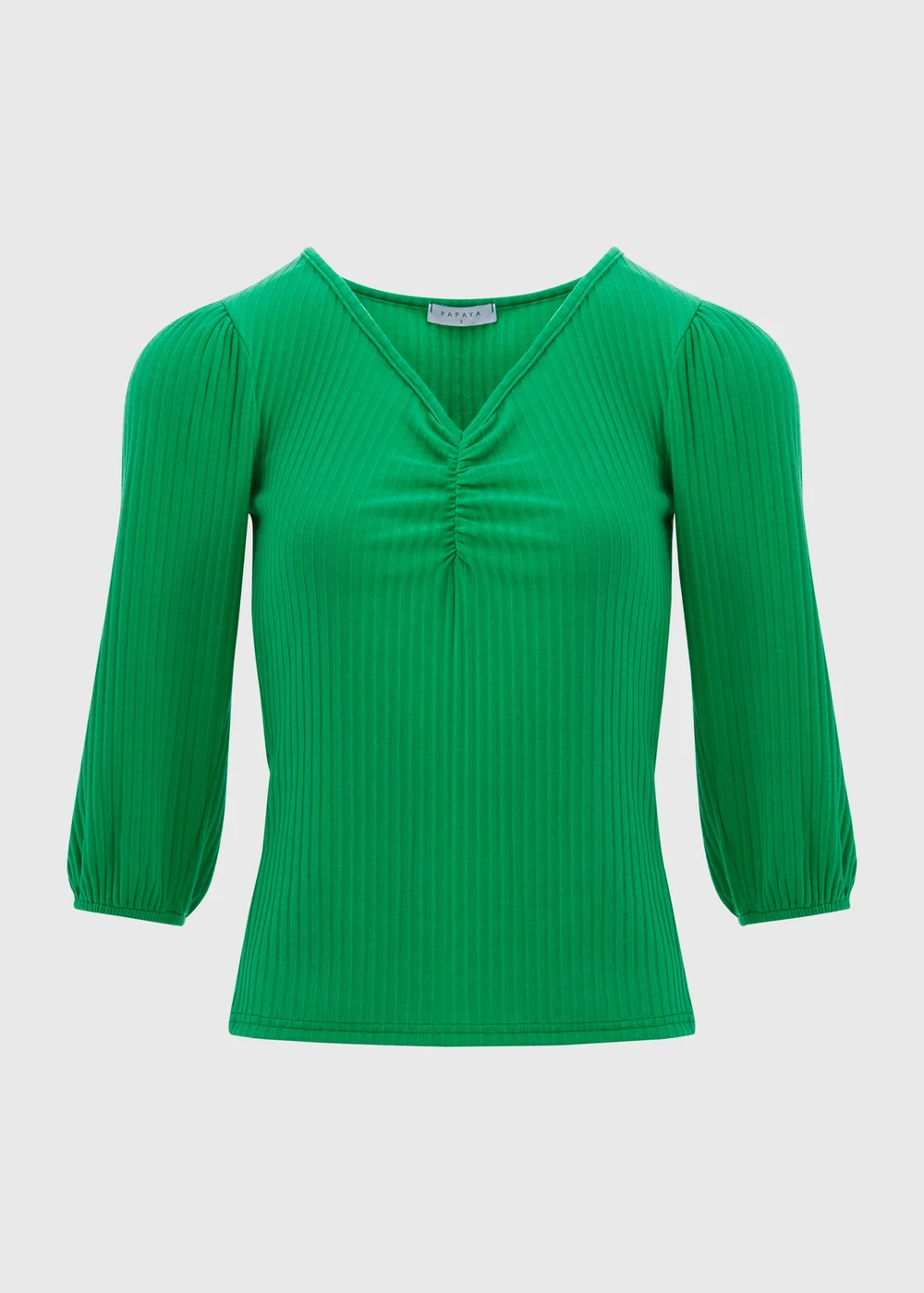 Green Balloon Sleeve Ruched Top - Size 8 Image 5