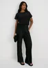 Black Batwing Ribbed Top - Size 8 Image 4