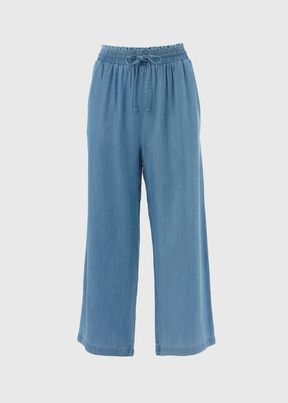 Papaya Petite Light Wash Blue Paperbag Crop Leg Trousers - 6 Image 5
