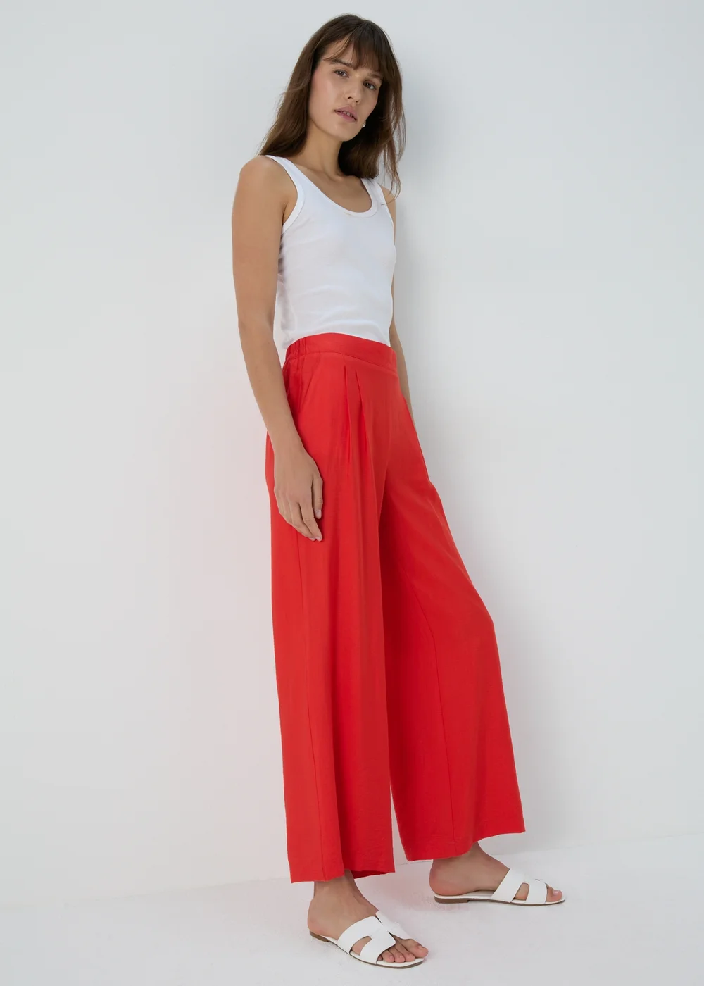 Papaya Petite Red Co Ord Wide Leg Trousers - 6 Image 4