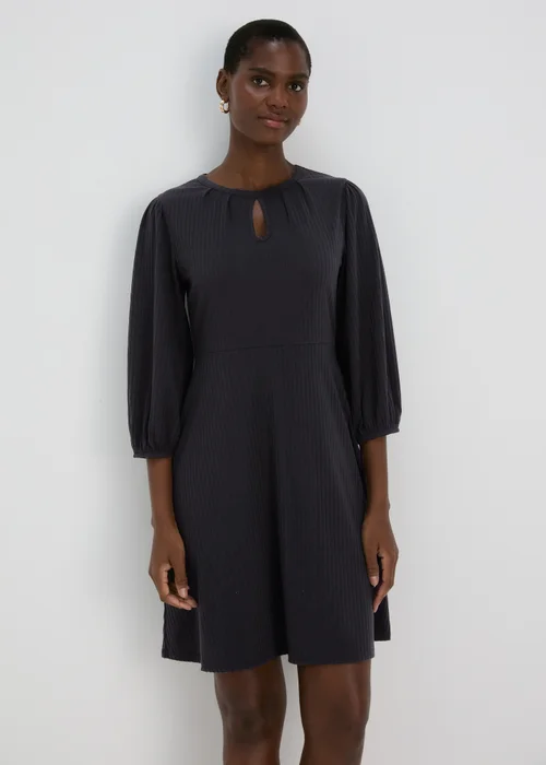 Black Keyhole Neck Skater Dress - 8 Image 1