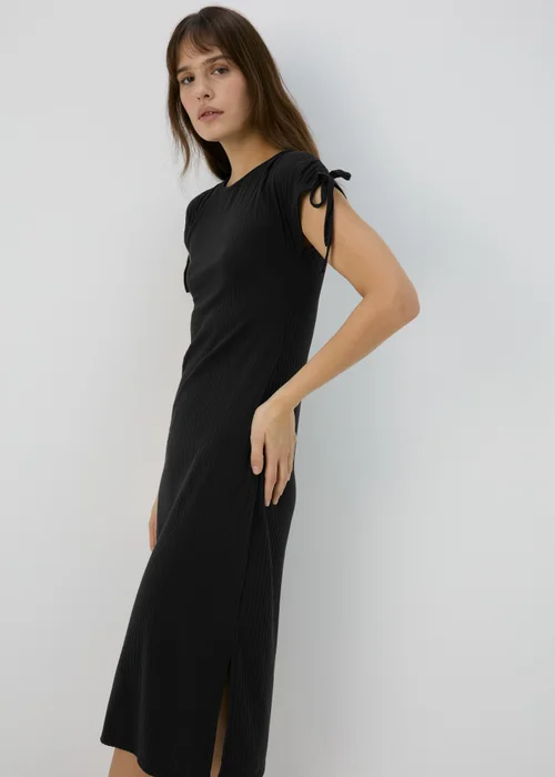 Black Ruched Shoulder Dress - 8 Image 1