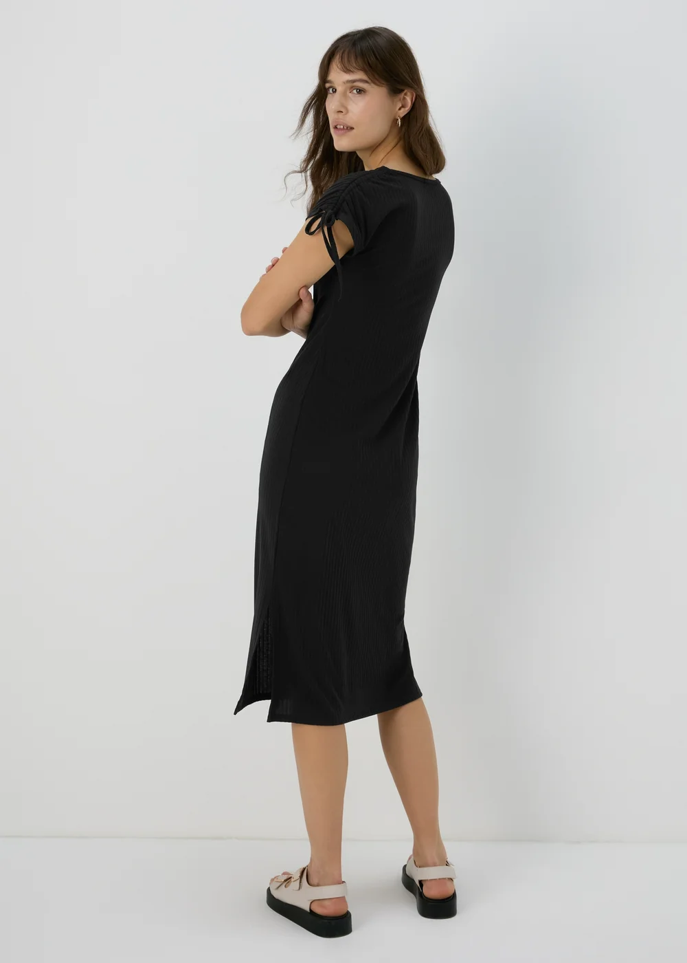 Black Ruched Shoulder Dress - 8 Image 2