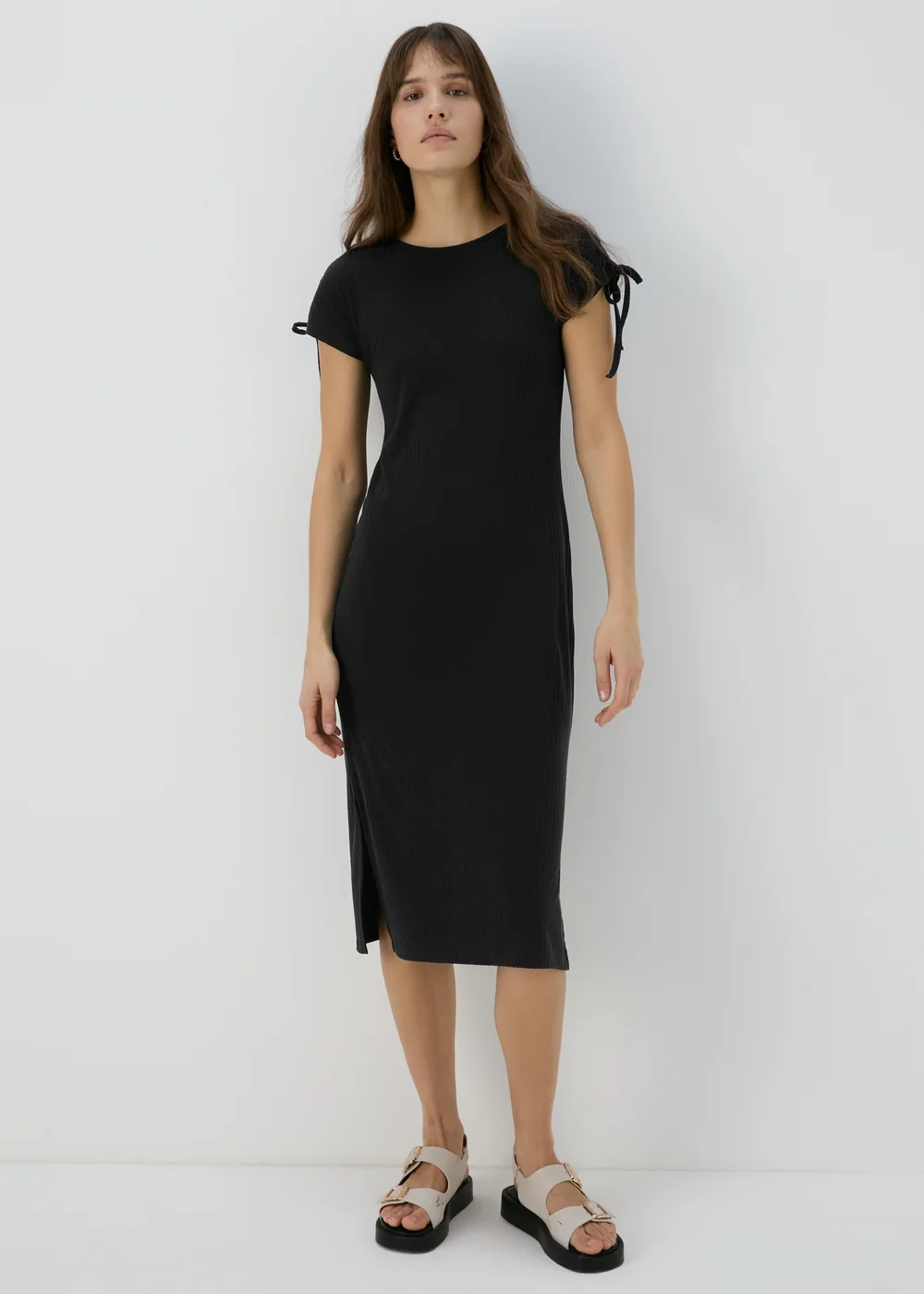 Black Ruched Shoulder Dress - 8 Image 3