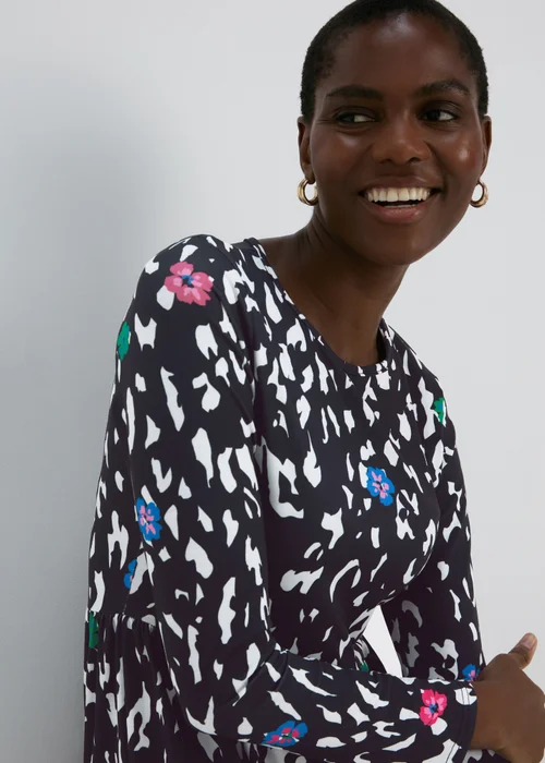 Multicolour Print Tiered Smock Dress - 8 Image 3