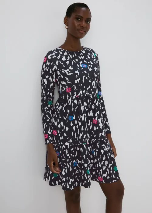 Multicolour Print Tiered Smock Dress - 8 Image 4