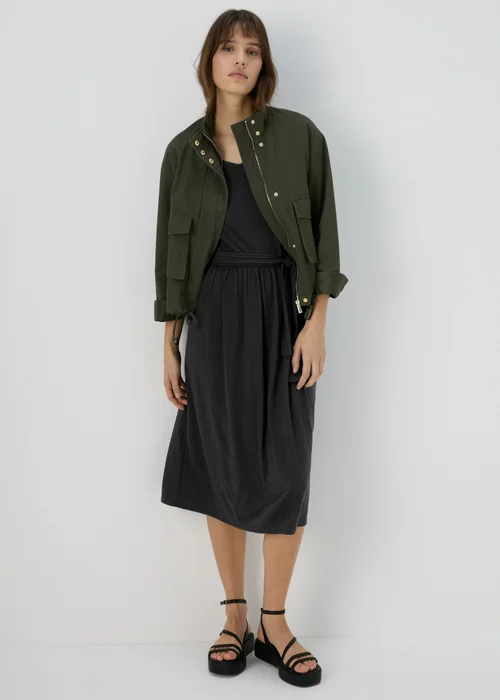 Black Belted Ribbed Midi Dress - 8 Image 4