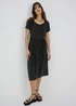 Black Belted Ribbed Midi Dress - 8 Image 1