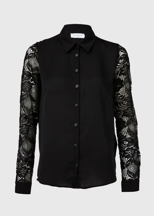 Black Lace Sleeve Shirt - Size 8 Image 5