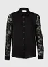 Black Lace Sleeve Shirt - Size 8 Image 5