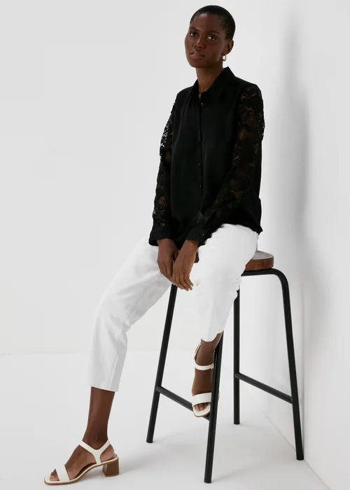 Black Lace Sleeve Shirt - Size 8 Image 4