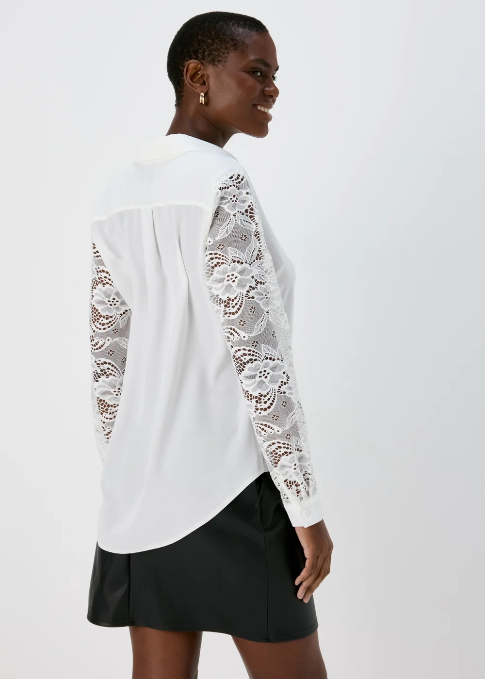 Ivory Lace Sleeve Shirt - Size 8 Image 2