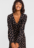 Roman Black Frill Detail Spot Stretch Dress - 10 Image 4