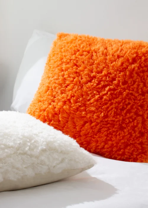 Heya Home Fluff Ball Faux Fur Filled Cushion (45cm x 45cm x 8cm) Orange Fever - One Size Image 6