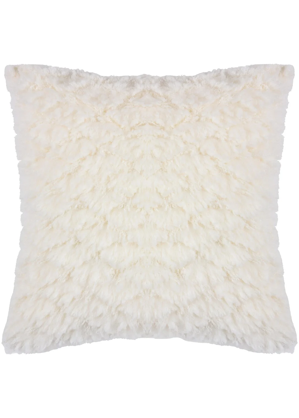 Heya Home Fluff Ball Faux Fur Filled Cushion (45cm x 45cm x 8cm) Dreamy Cream - One Size Image 2