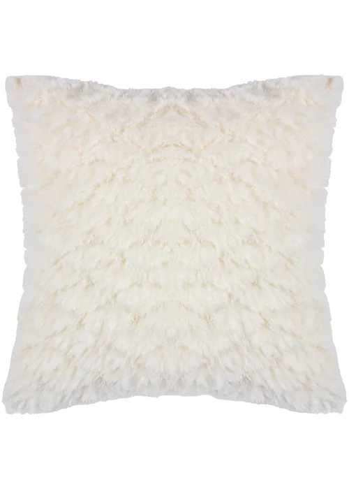 Heya Home Fluff Ball Faux Fur Filled Cushion (45cm x 45cm x 8cm) Dreamy Cream - One Size Image 2
