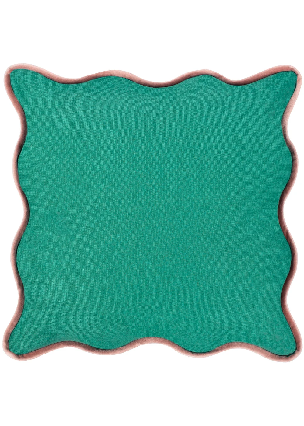 Heya Home Wiggle Velvet Piped Ready Filled Cushion (45cm x 45cm x 8cm) Green/Pink - One Size Image 1