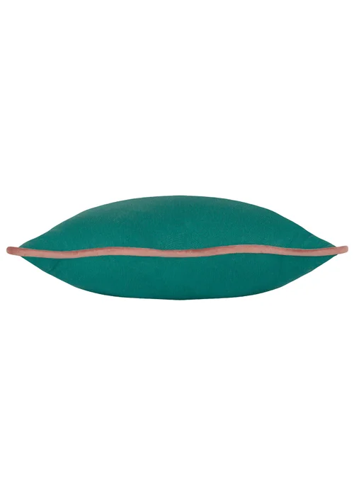 Heya Home Wiggle Velvet Piped Ready Filled Cushion (45cm x 45cm x 8cm) Green/Pink - One Size Image 2