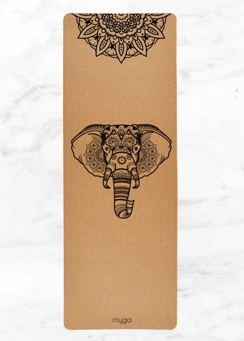 Myga Extra Large Cork Elephant Yoga Mat - One Size Image 2