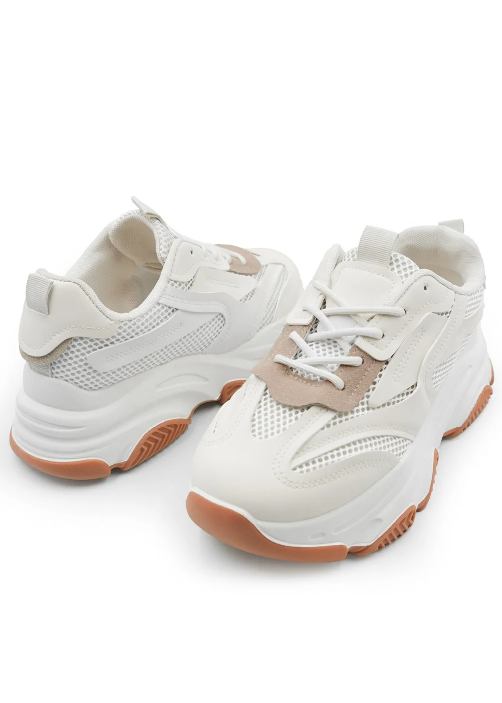 Where's That From Downtown Cream Pu Chunky Sole Trainers - Size 3 Image 2