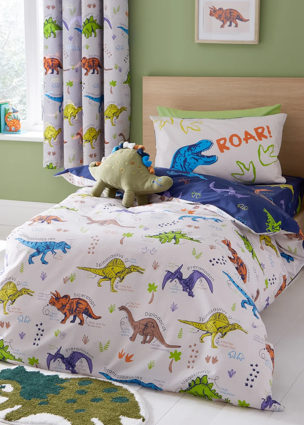 Catherine Lansfield Prehistoric Dinosaurs Reversible Duvet Cover Set - Junior Image 1