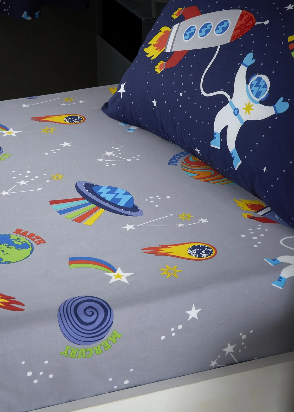 Catherine Lansfield Lost In Space Fitted Sheet - Double Image 1