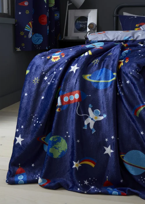 Catherine Lansfield Lost In Space Cosy Fleece Throw (130x170cm) - One Size Image 1