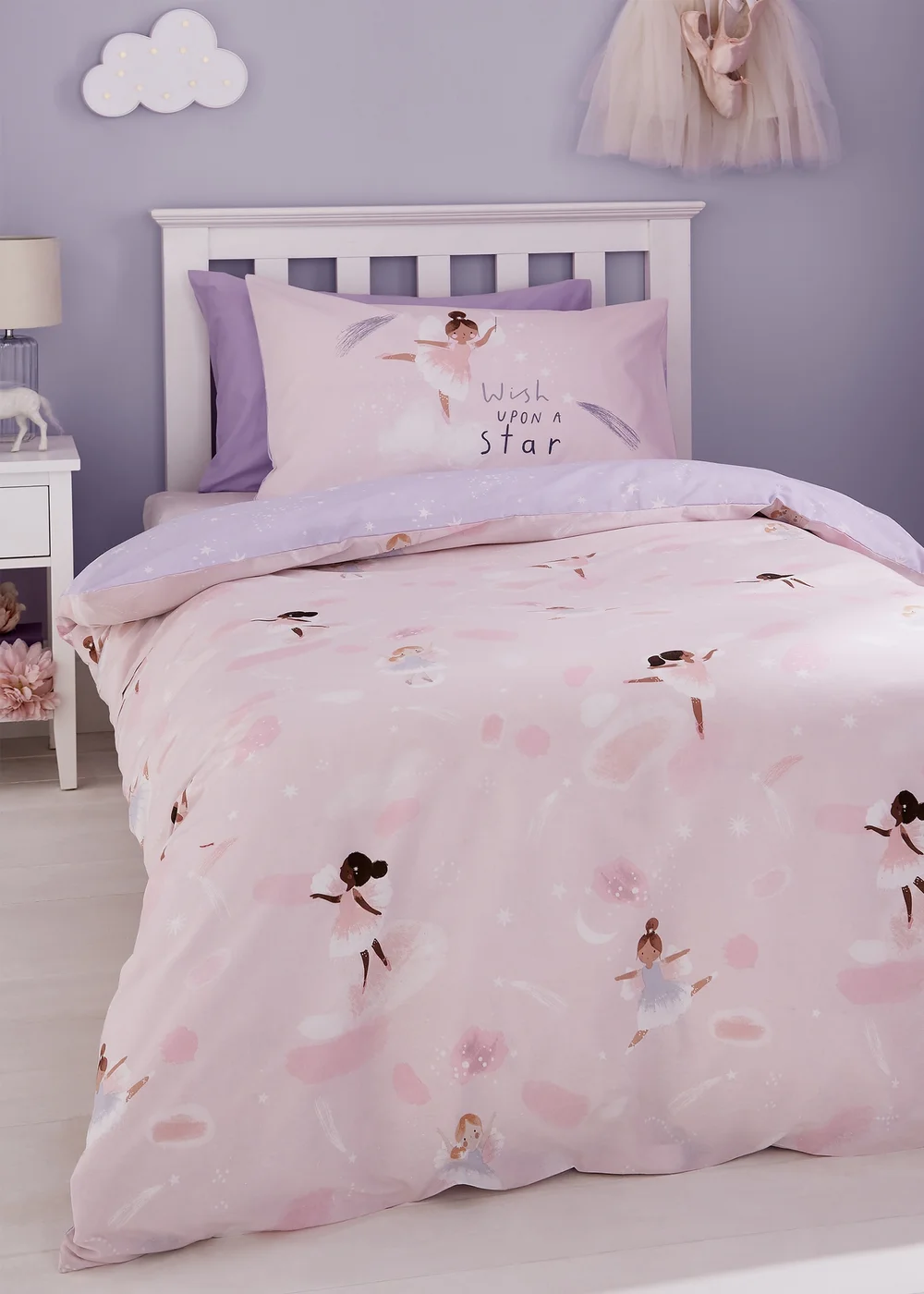 Catherine Lansfield Dancing Fairies Reversible Duvet Cover Set - Double Image 1