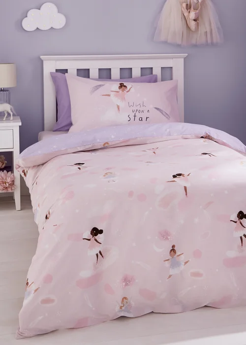Catherine Lansfield Dancing Fairies Reversible Duvet Cover Set - Double Image 1