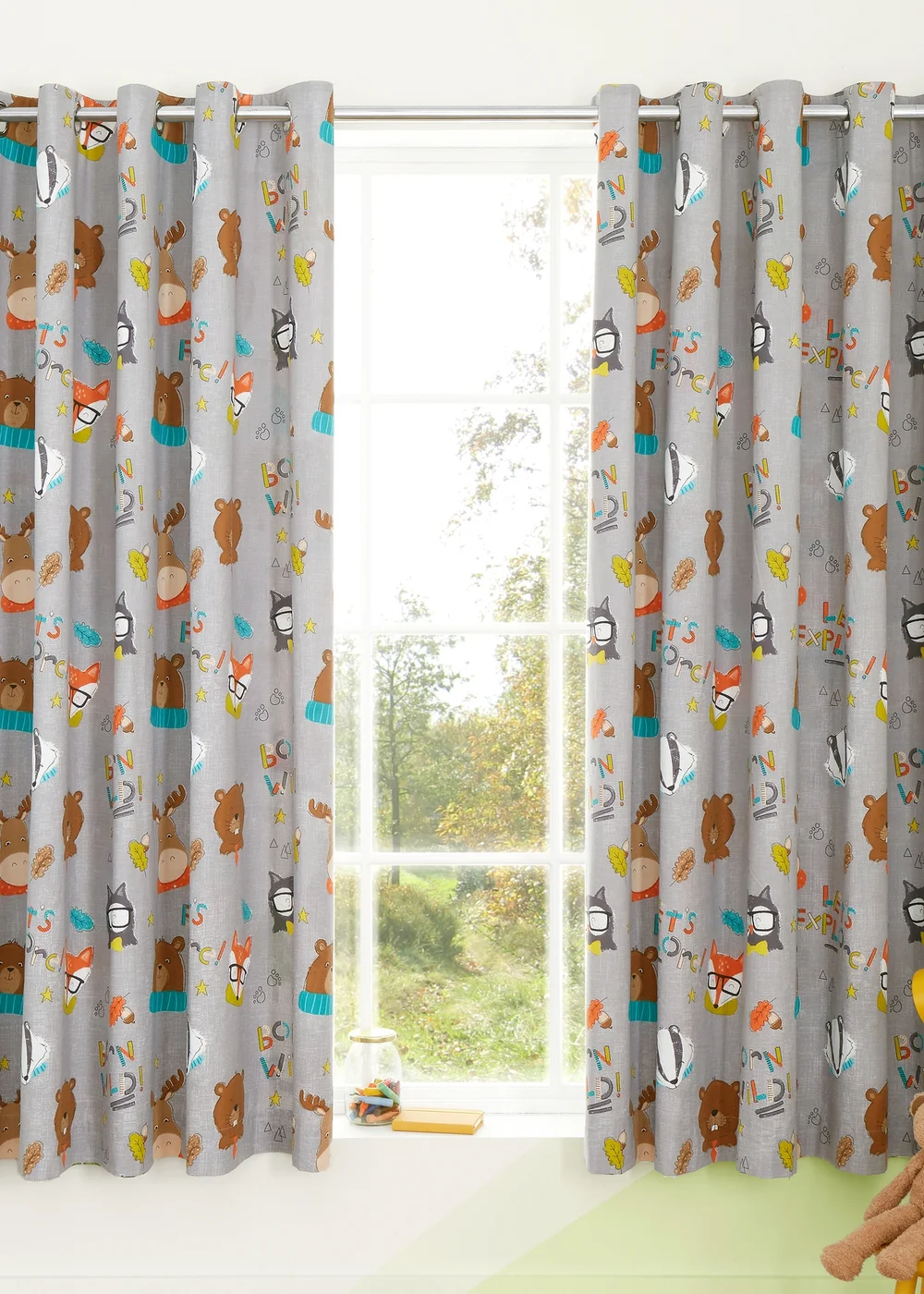 Catherine Lansfield Woodland Adventure Fully Reversible Curtains - 66W X 72D (168x183cm) Image 2