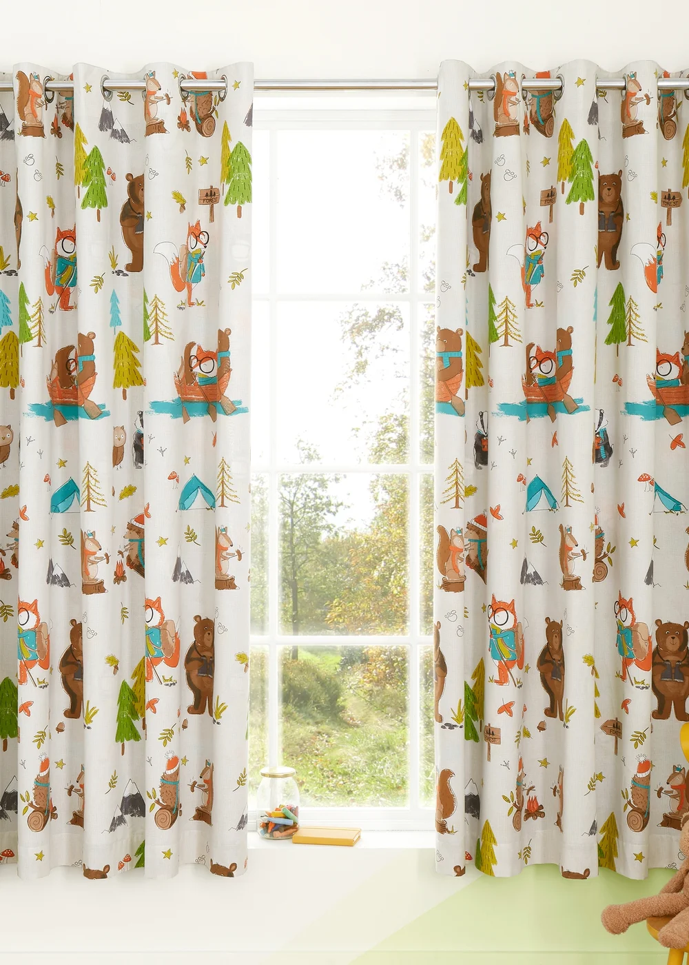 Catherine Lansfield Woodland Adventure Fully Reversible Curtains - 66W X 72D (168x183cm) Image 1