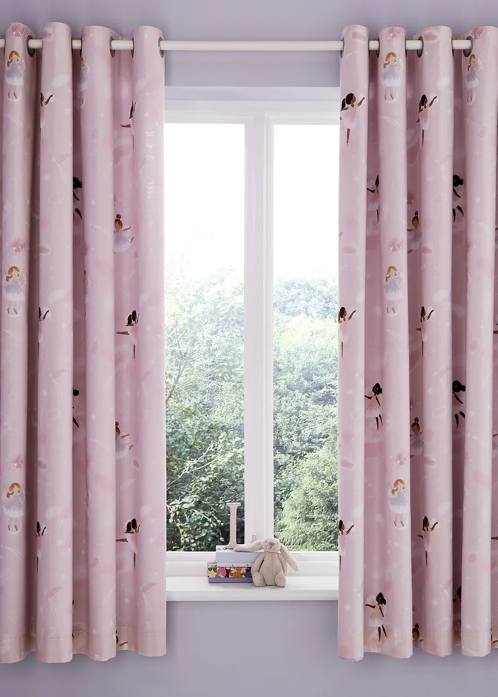 Catherine Lansfield Dancing Fairies Fully Reversible Lined Curtains - 66W X 72D (168x183cm) Image 1