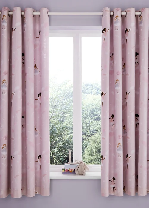 Catherine Lansfield Dancing Fairies Fully Reversible Lined Curtains - 66W X 72D (168x183cm) Image 1