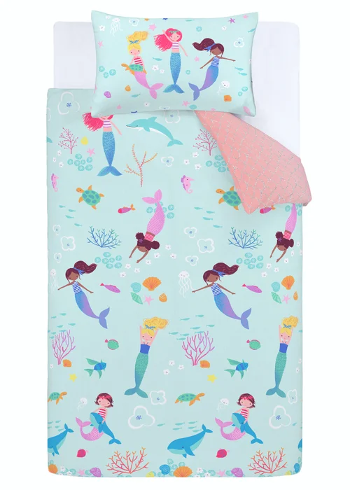 Catherine Lansfield Mermaid Reversible Duvet Cover Set - Single Image 5