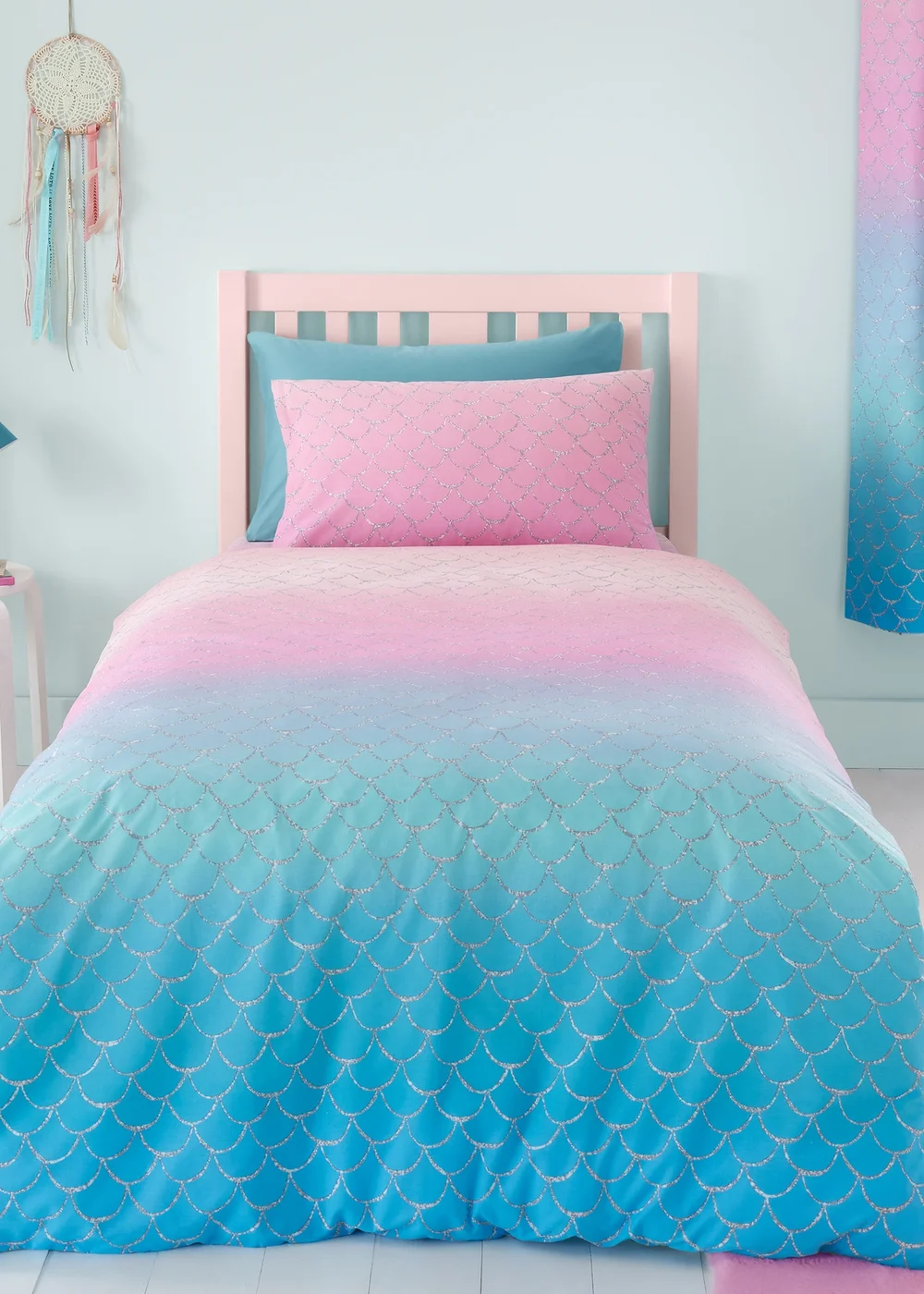 Catherine Lansfield Mermaid Reversible Duvet Cover Set - Single Image 2