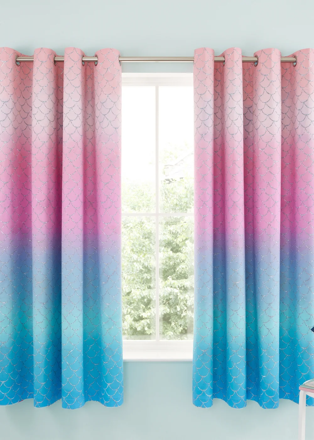 Catherine Lansfield Mermaid Fully Reversible Curtains - 66W X 72D (168x183cm) Image 2
