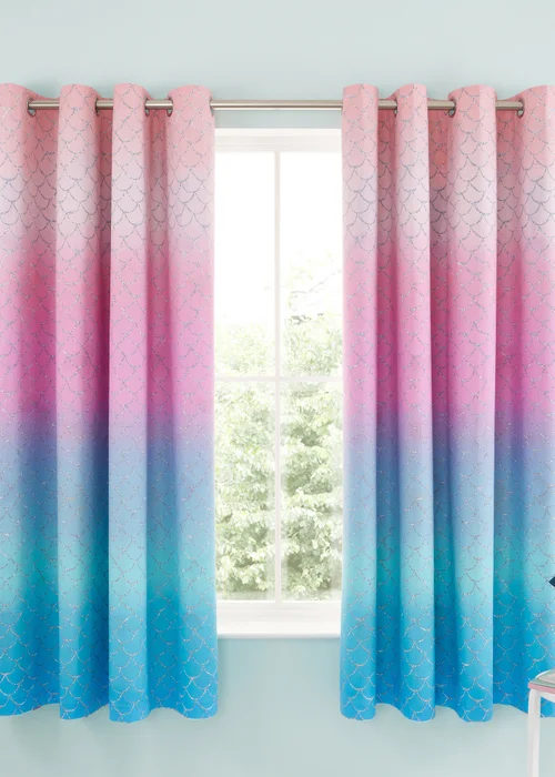 Catherine Lansfield Mermaid Fully Reversible Curtains - 66W X 72D (168x183cm) Image 2