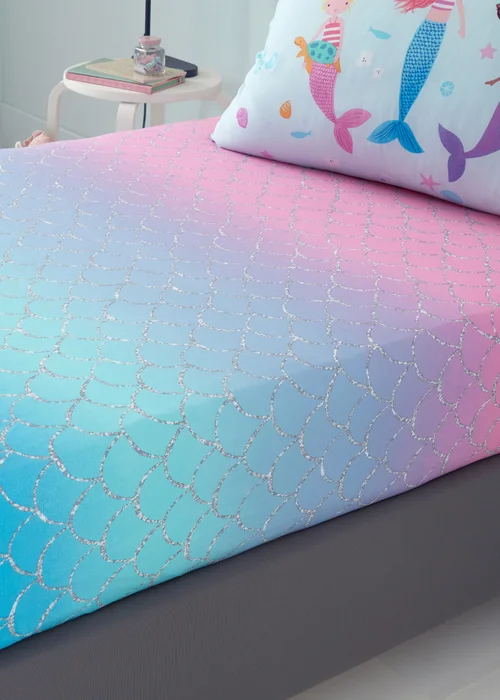 Catherine Lansfield Kids Mermaid Ombre Fitted Sheet - Single Image 1