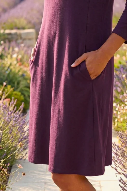 Roman Purple A-Line Pocket Detail Swing Dress - 20 Image 4