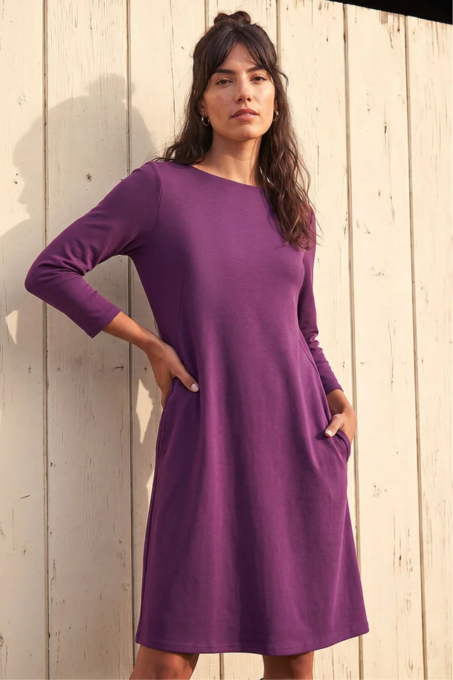 Roman Purple A-Line Pocket Detail Swing Dress
