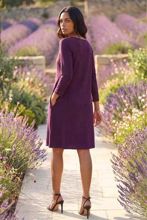 Roman Purple A-Line Pocket Detail Swing Dress - 20 Image 3