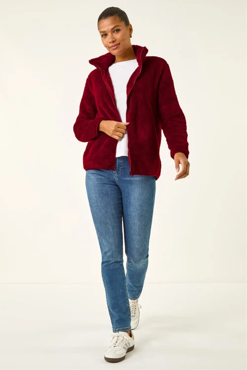 Roman Burgundy Soft Sherpa Fleece Jacket - S Image 2