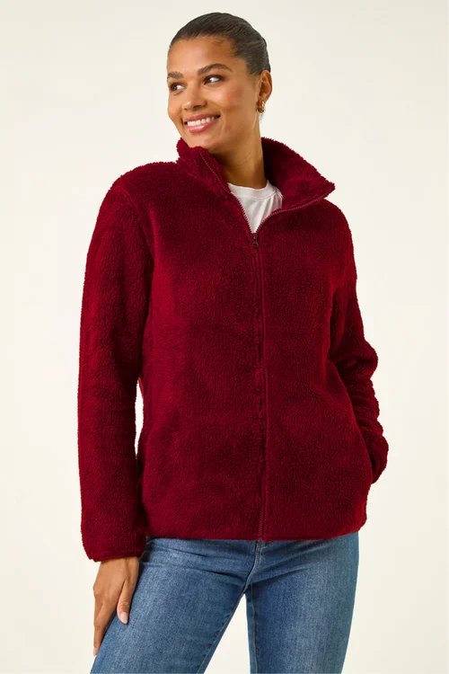 Roman Burgundy Soft Sherpa Fleece Jacket - S Image 4