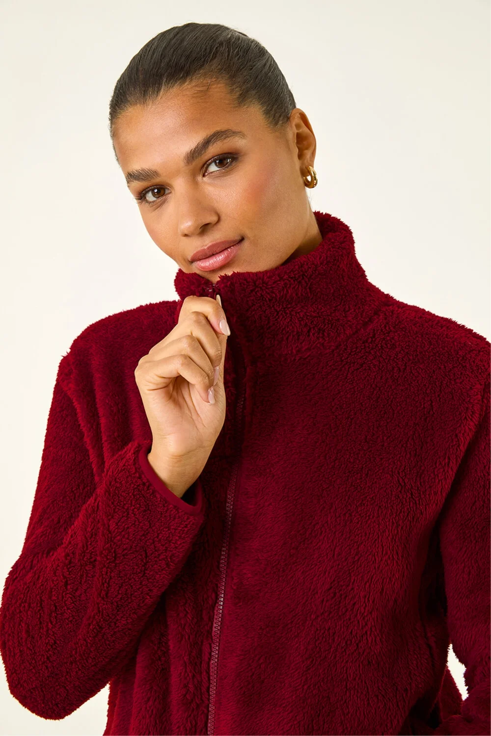 Roman Burgundy Soft Sherpa Fleece Jacket - S Image 1