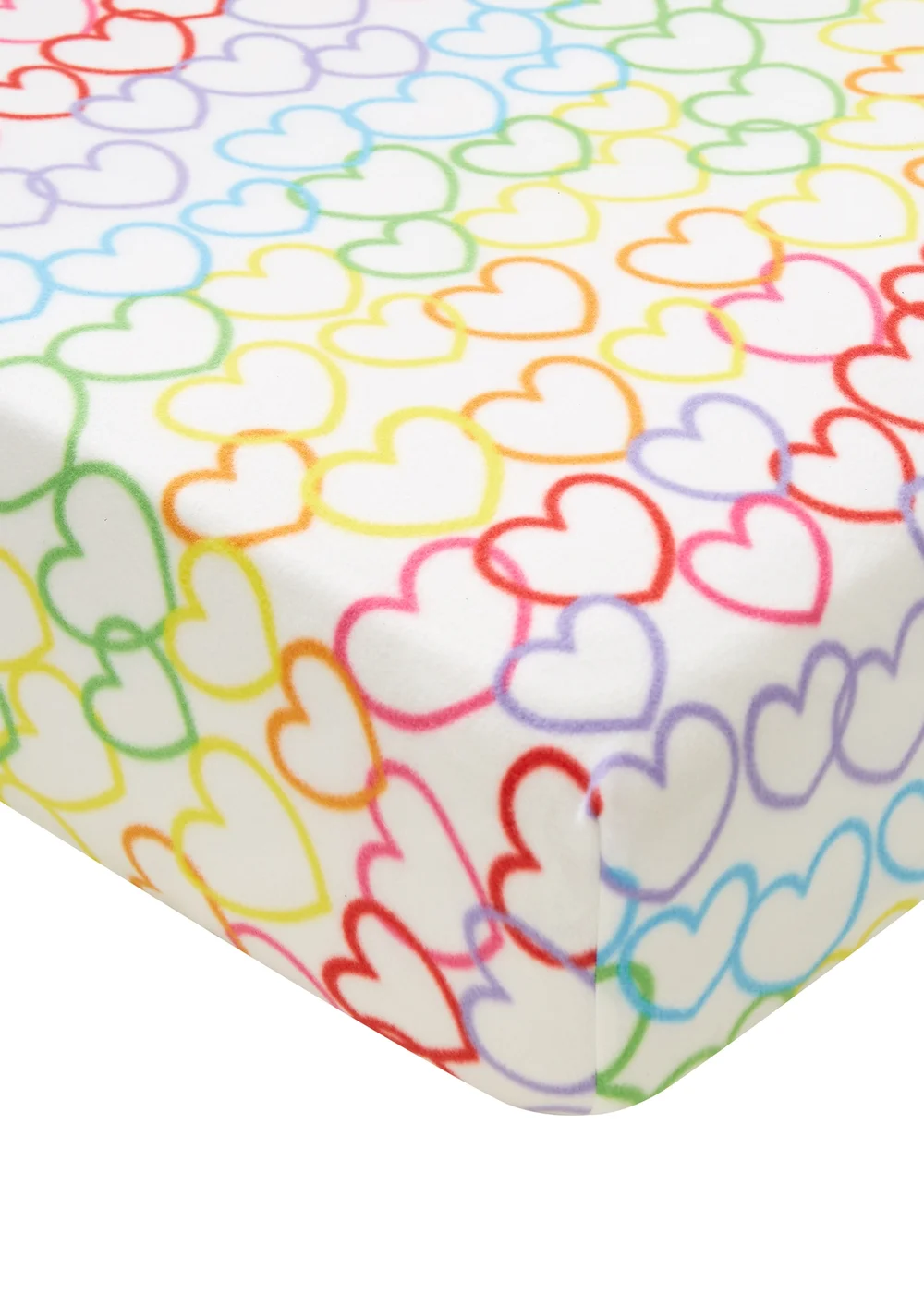 Catherine Lansfield Rainbow Hearts Cosy Fleece Fitted Sheet - Junior Image 2