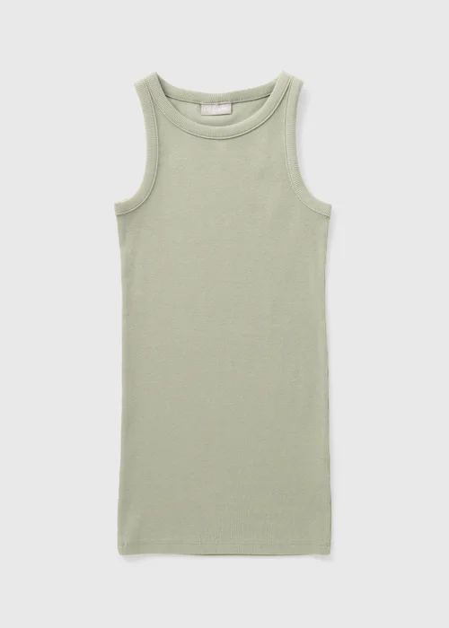 Khaki Ribbed Dress (7-15yrs) - 7 Yrs Image 1